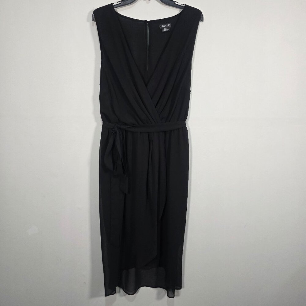 CITY CHIC Trendy Plus‎ Size Sleeveless Faux-Wrap Dress Size 16 - Picture 2 of 8